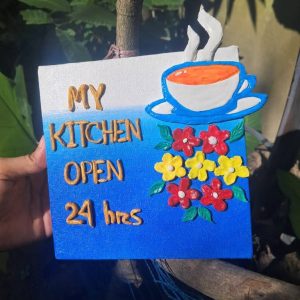 my kitchen open 24 hrs" – 3d handmade clay & acrylic mini canvas
