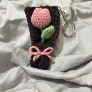 kawaii handmade crochet chick keychain with flower hat ๐ฅ๐ธ
