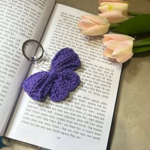 Handmade Crochet Purple Butterfly Keychain with Pearl Accents | Aesthetic Bag Charm