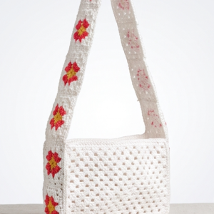 Handmade Floral Granny Square Crochet Shoulder Bag | Retro Daisy Strap Handbag